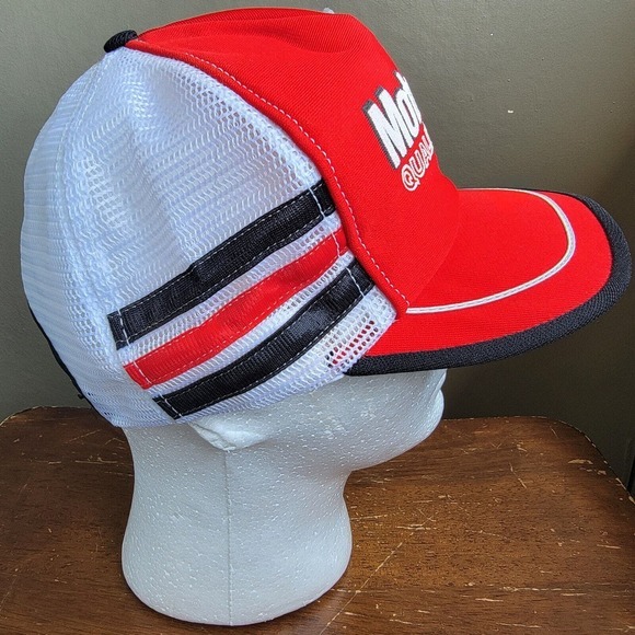 Vintage‎ Motorcraft Quality Parts Three Stripe Mesh Snapback Trucker Hat Cap Red - Picture 5 of 9